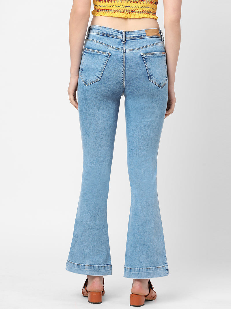 K5013 High-Rise Flared Jeans - Light Blue
