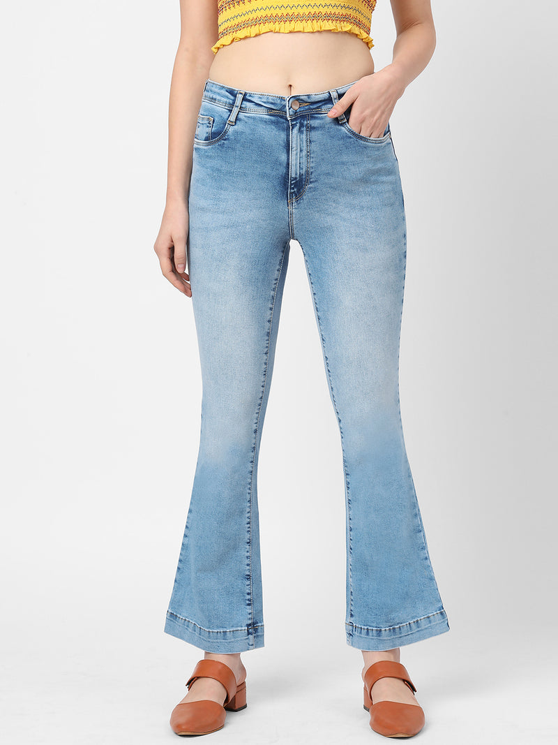 K5013 High-Rise Flared Jeans - Light Blue