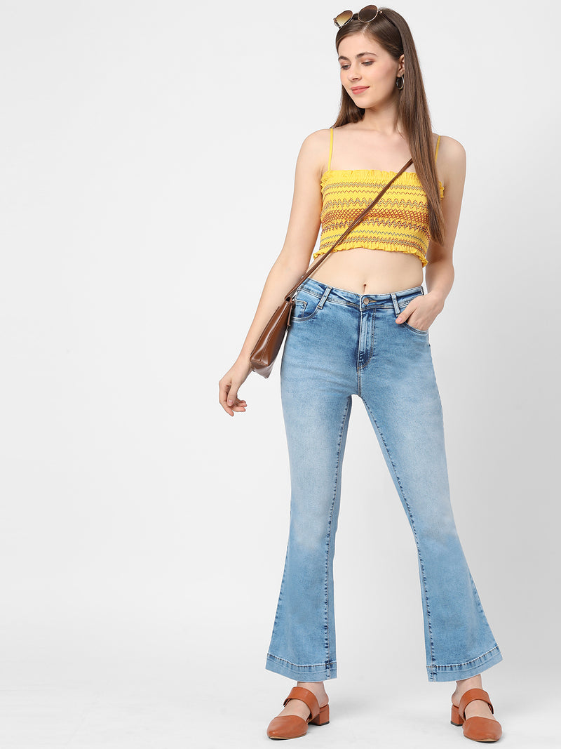 K5013 High-Rise Flared Jeans - Light Blue