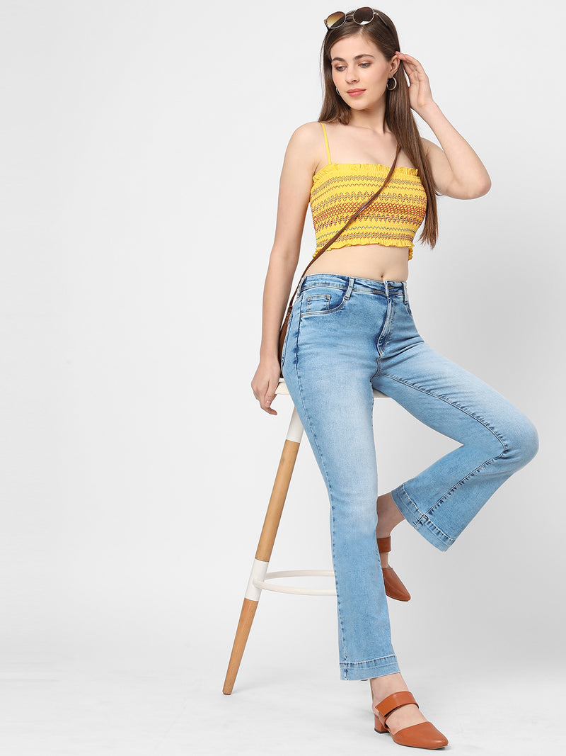 K5013 High-Rise Flared Jeans - Light Blue
