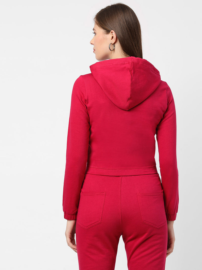 Women Pink Solid Sweatshirt - Fuchsia