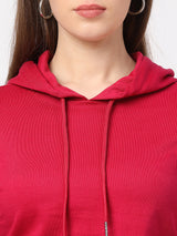 Women Pink Solid Sweatshirt - Fuchsia