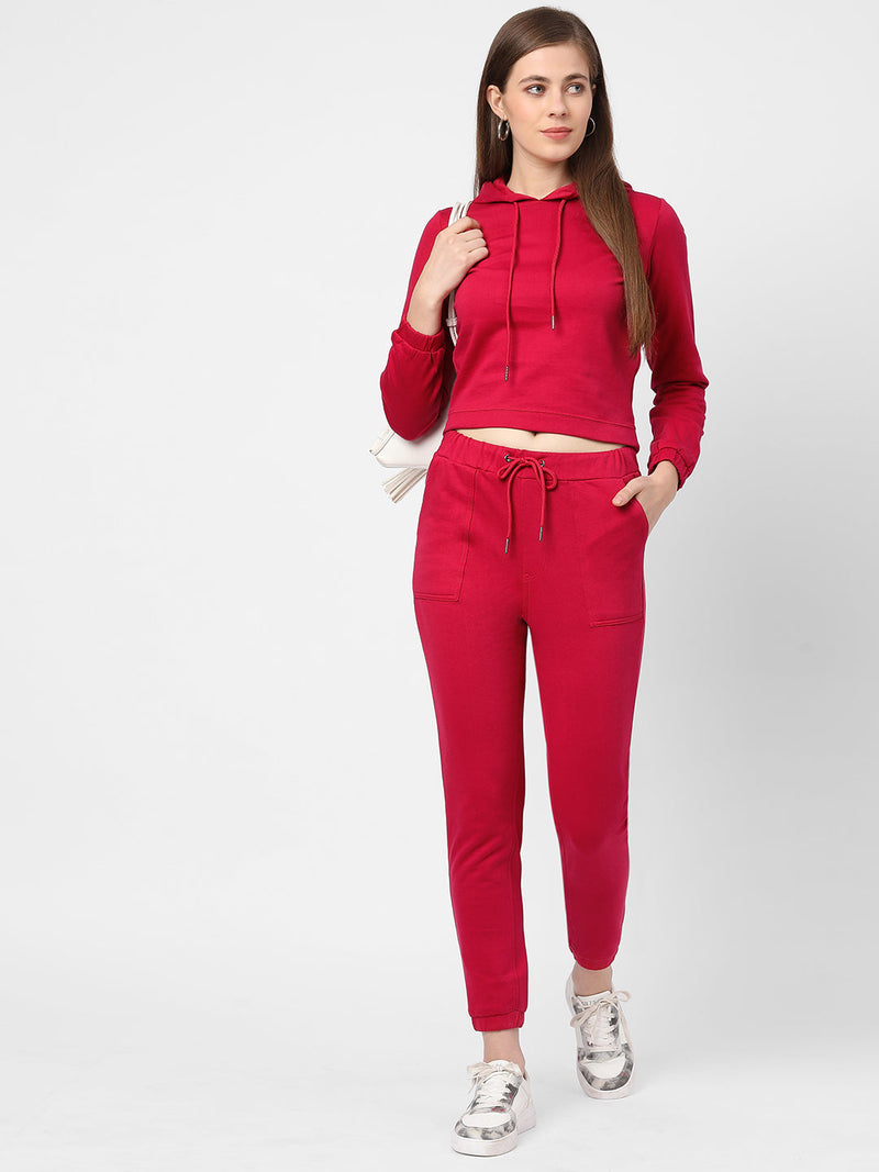 Women Pink Solid Sweatshirt - Fuchsia