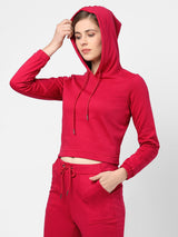 Women Pink Solid Sweatshirt - Fuchsia