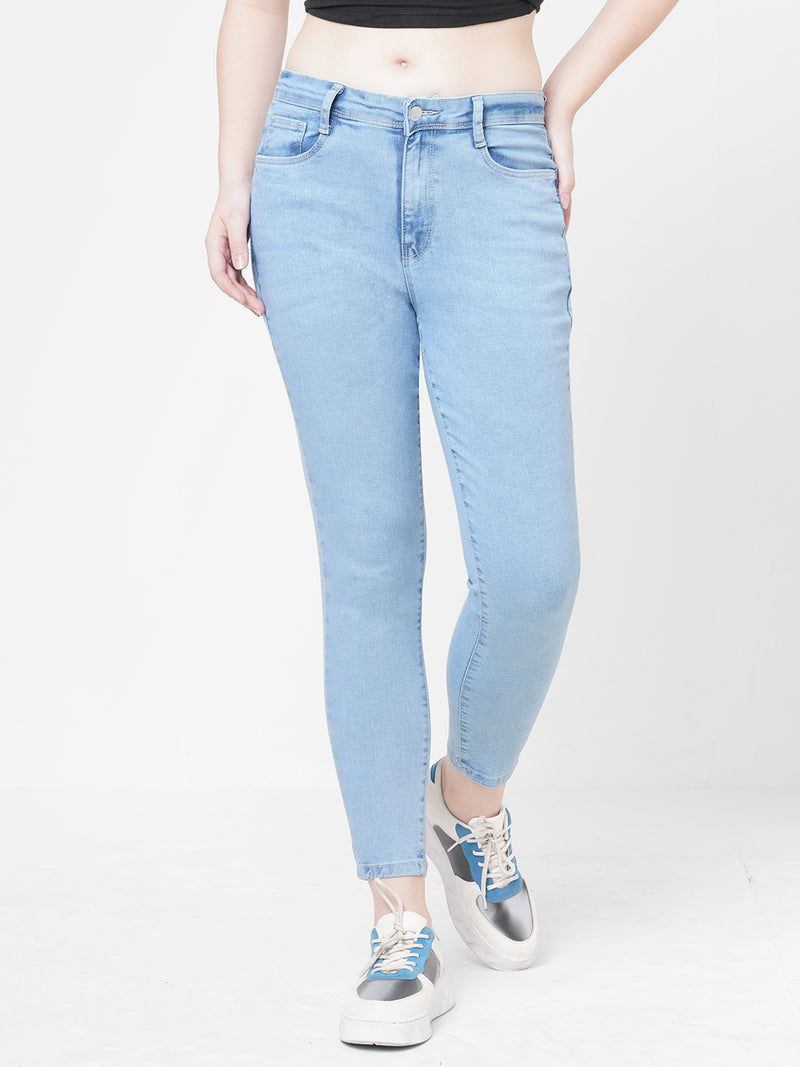 Women Light Blue K4014 High-Rise Skinny Jeans