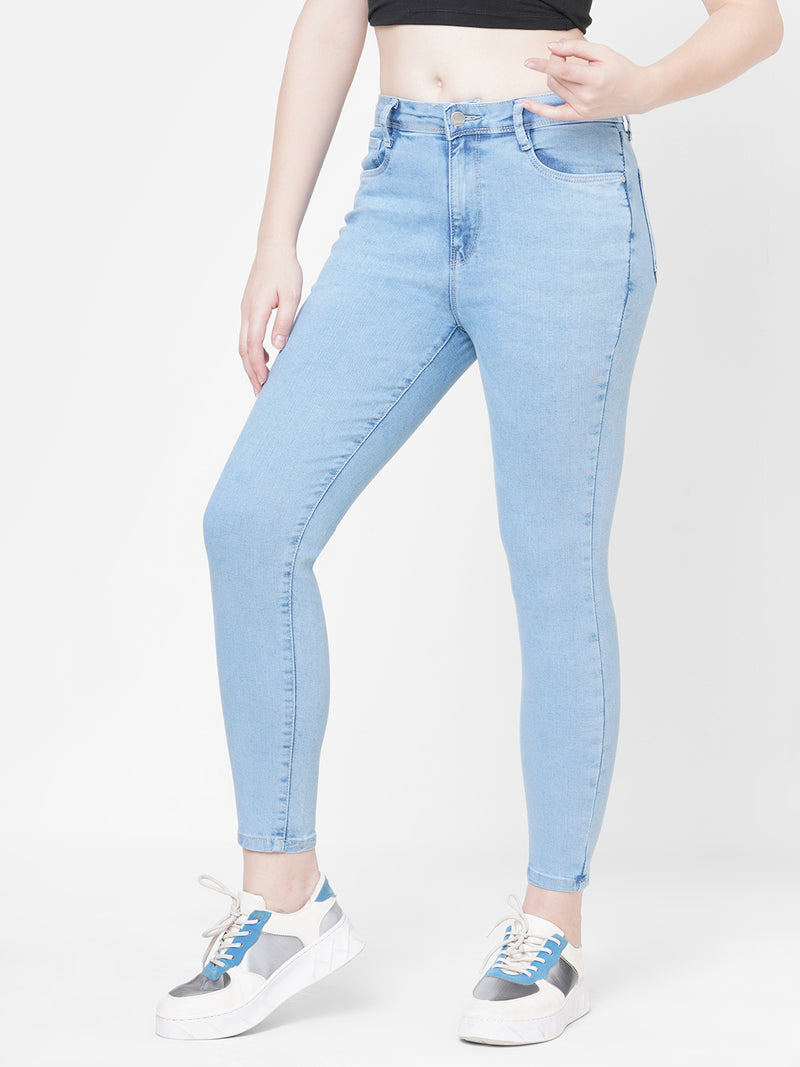 Women Light Blue K4014 High-Rise Skinny Jeans