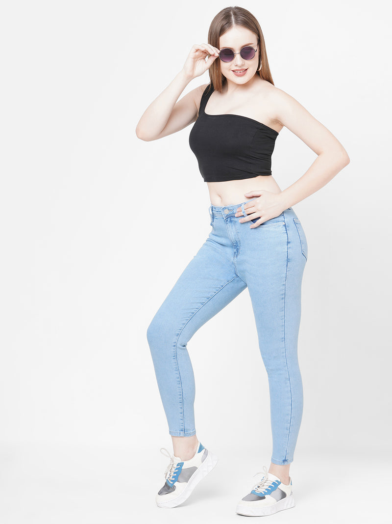 Women Light Blue K4014 High-Rise Skinny Jeans
