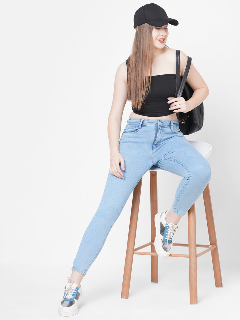 Women Light Blue K4014 High-Rise Skinny Jeans