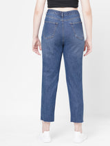 Women Dark Blue K5085 High Rise Mom Fit