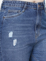 Women Dark Blue K5085 High Rise Mom Fit