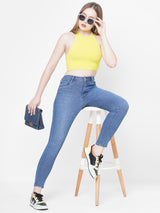 Women Blue K4068 Mid-Rise Push Up Super Skinny Jeans