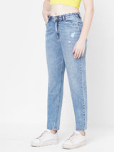 Women Light Blue K5085 High Rise Mom Fit