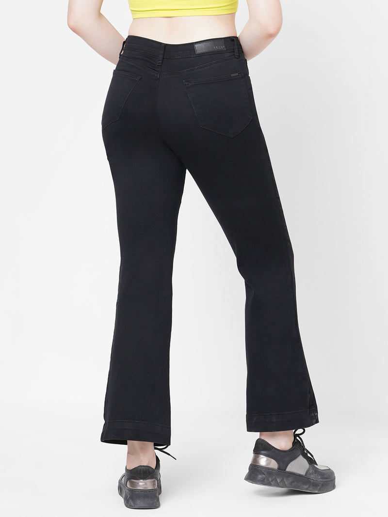 Women Black K5013 High-Rise Flare Jeans