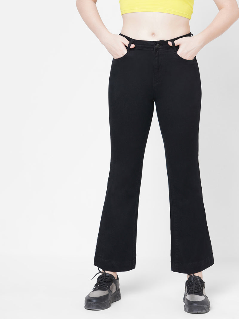 Women Black K5013 High-Rise Flare Jeans