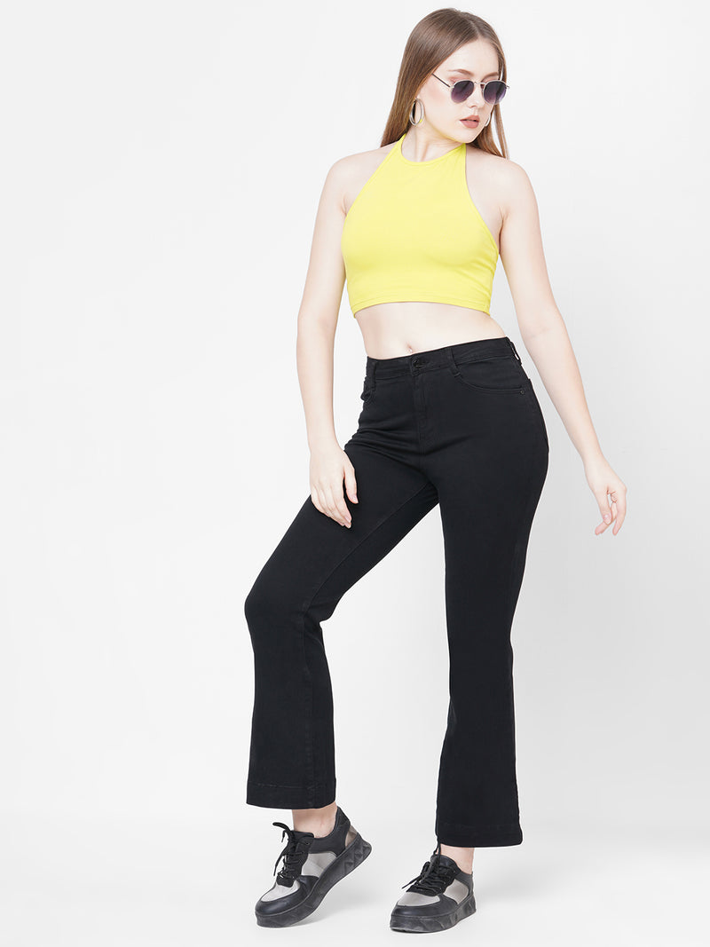 Women Black K5013 High-Rise Flare Jeans