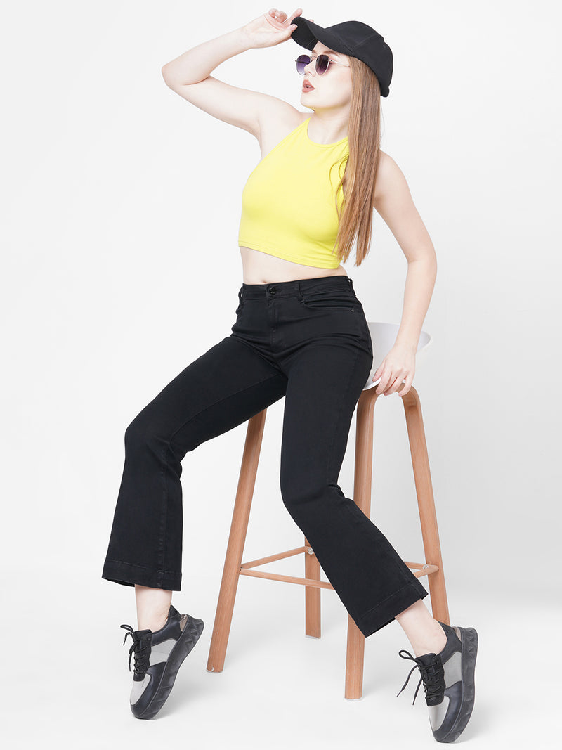 Women Black K5013 High-Rise Flare Jeans