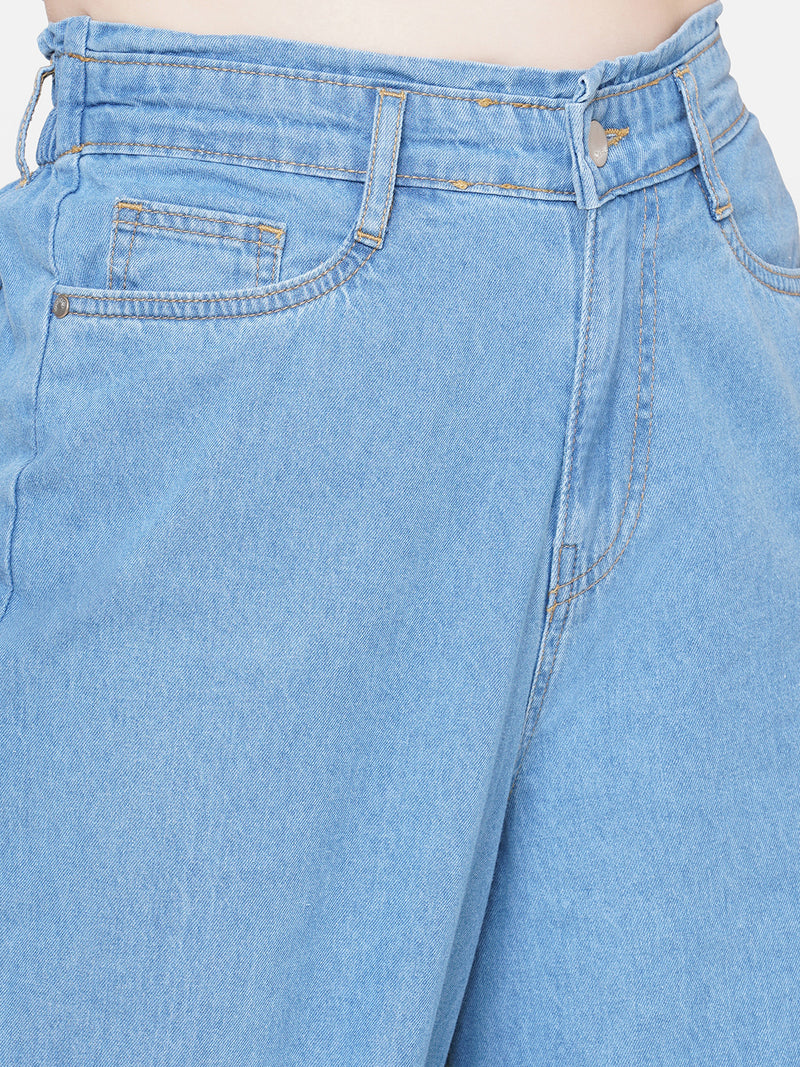 Women Light Blue K5031 High-Rise Wide Leg Jeans