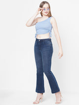 Women Dark Blue K5013 High-Rise Flare Jeans