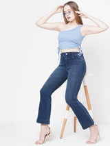 Women Dark Blue K5013 High-Rise Flare Jeans