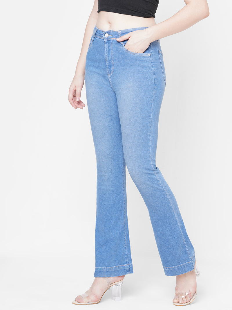 Women Blue K5094 High-Rise Mini Flare Jeans