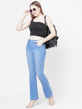 Women Blue K5094 High-Rise Mini Flare Jeans