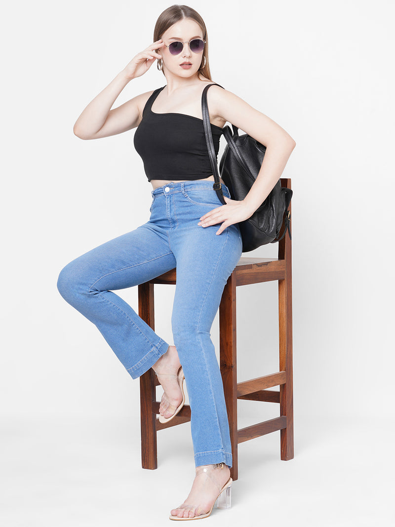 Women Blue K5094 High-Rise Mini Flare Jeans