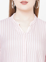 Wome Peach White Stripe Shirt Top
