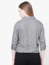 Women Black & White Checks Crop Shirt