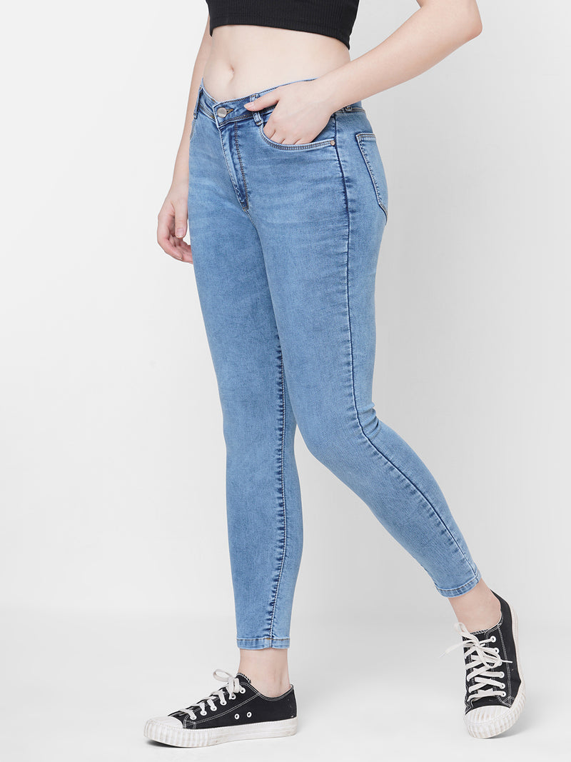 Women Light Blue K4014 High-Rise Skinny Jeans