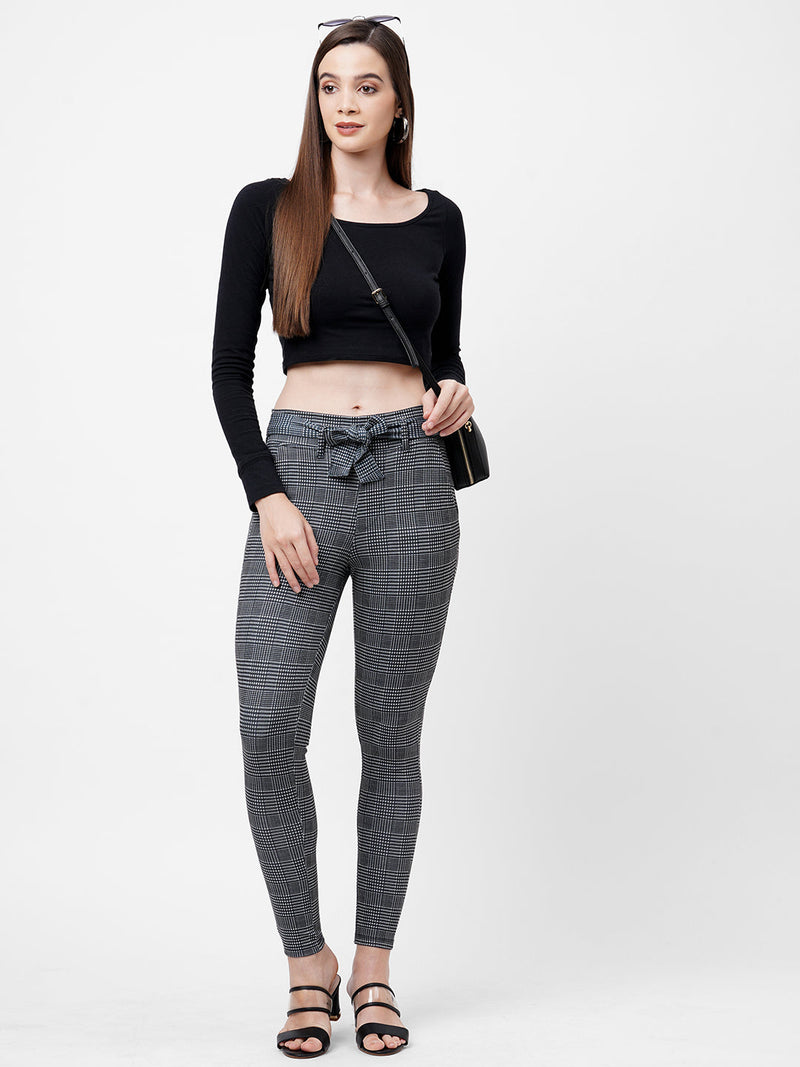 High-Rise Paper Bag Pants - Black Grey