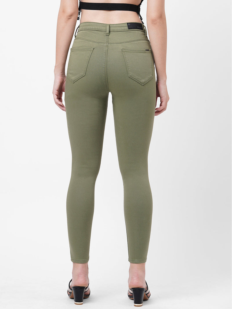 K4014 High-Rise Skinny Jeans - Olive