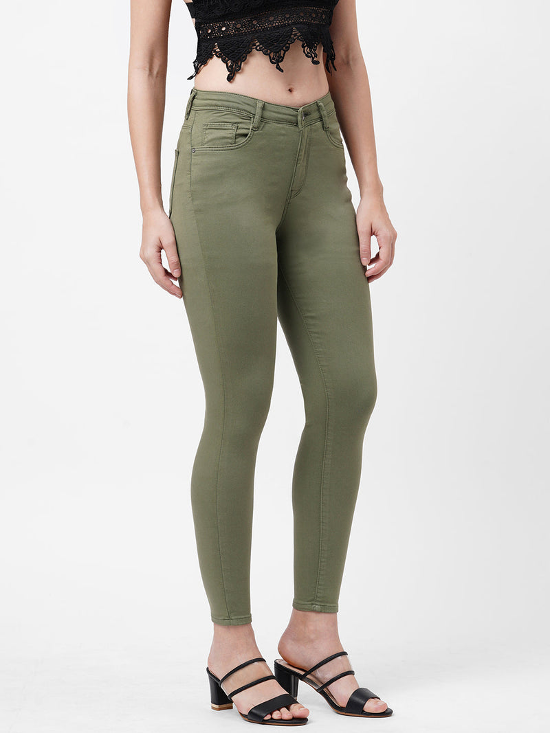 K4014 High-Rise Skinny Jeans - Olive