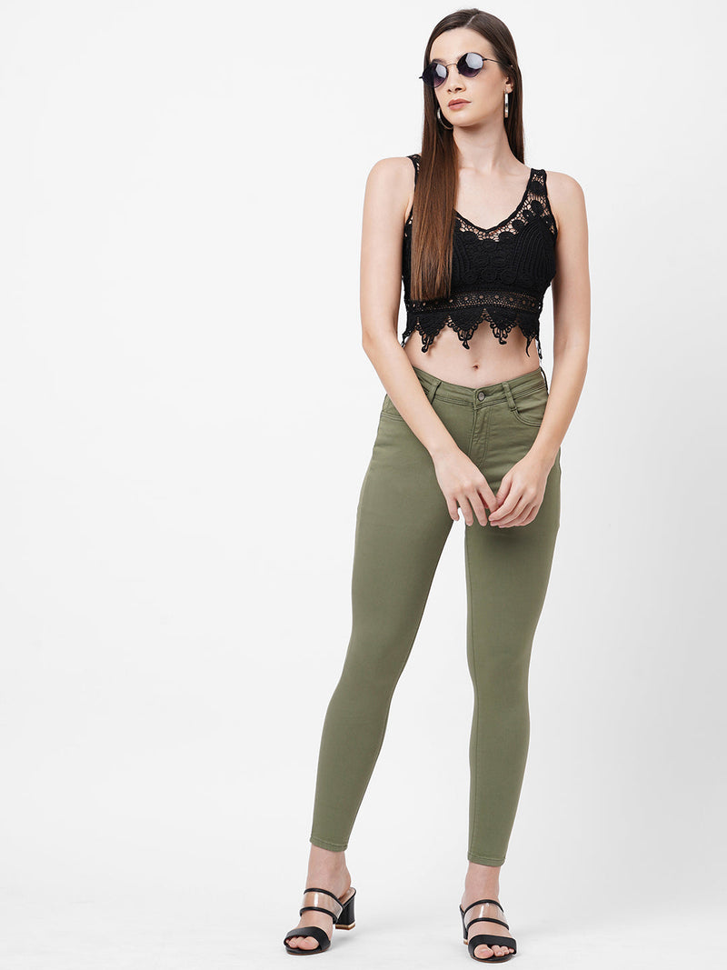 K4014 High-Rise Skinny Jeans - Olive