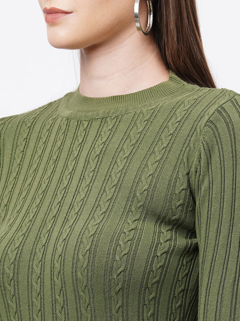 Women Olive Solid Sweater - Olive