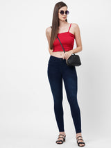 K4068 Mid-Rise Push Up Super Skinny Jeans - Dark Blue