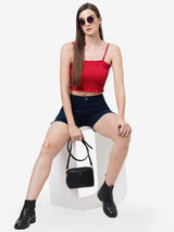 K4041 High-Rise Slim Shorts - Dark Blue