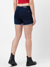 K4041 High-Rise Slim Shorts - Dark Blue