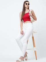 K3006 Mid-Rise Skinny Jeans - White