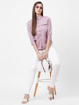 Women Pink Solid Shirt - Dusty Pink