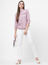 Women Pink Solid Shirt - Dusty Pink