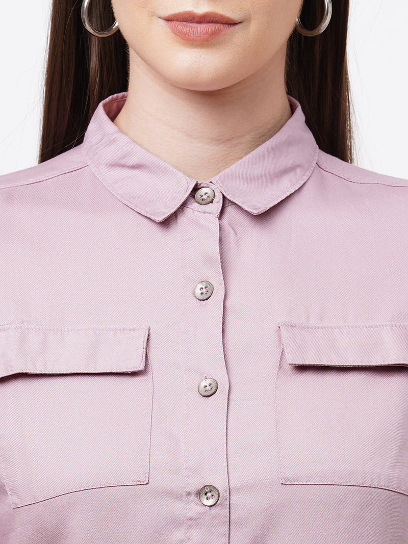 Women Pink Solid Shirt - Dusty Pink