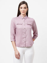 Women Pink Solid Shirt - Dusty Pink