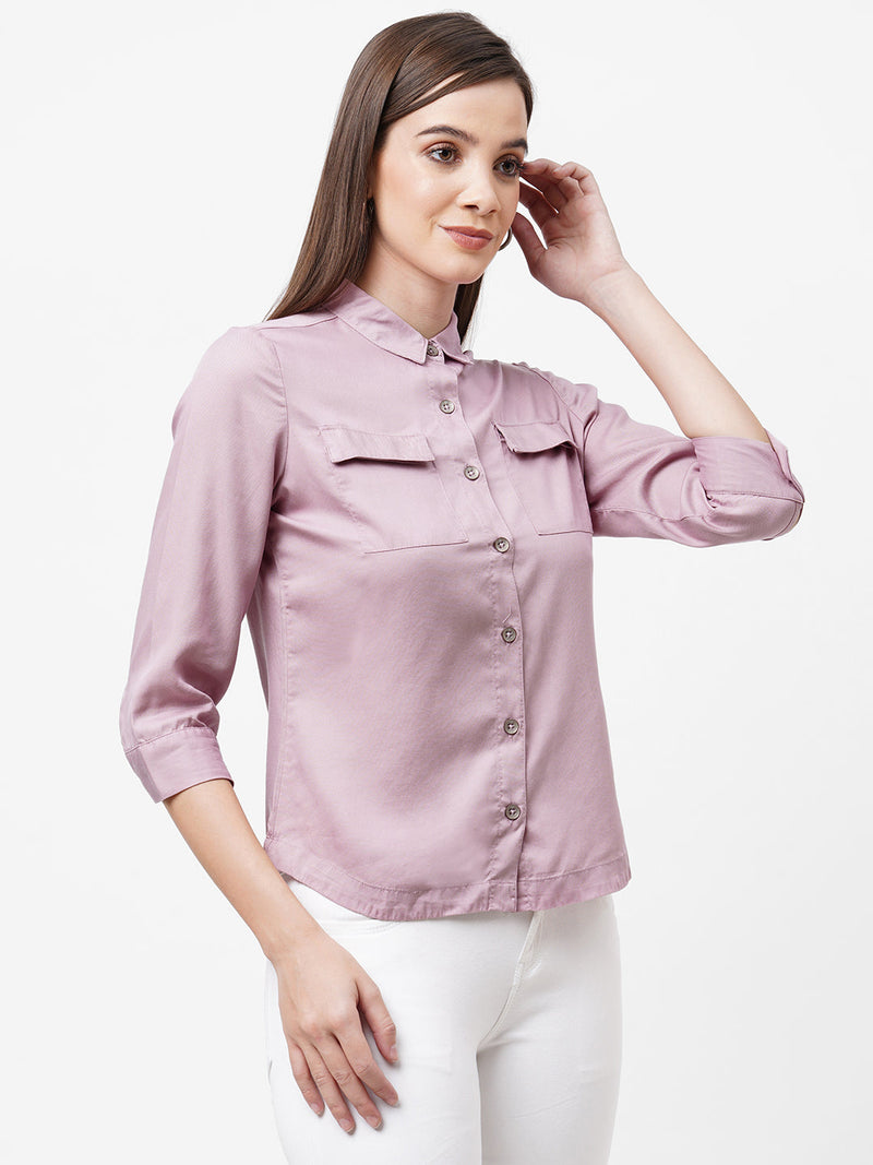 Women Pink Solid Shirt - Dusty Pink