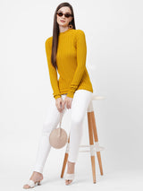 Women Mustard Solid Sweater - Mustard