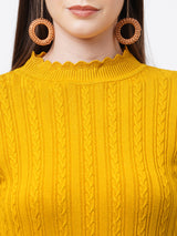 Women Mustard Solid Sweater - Mustard