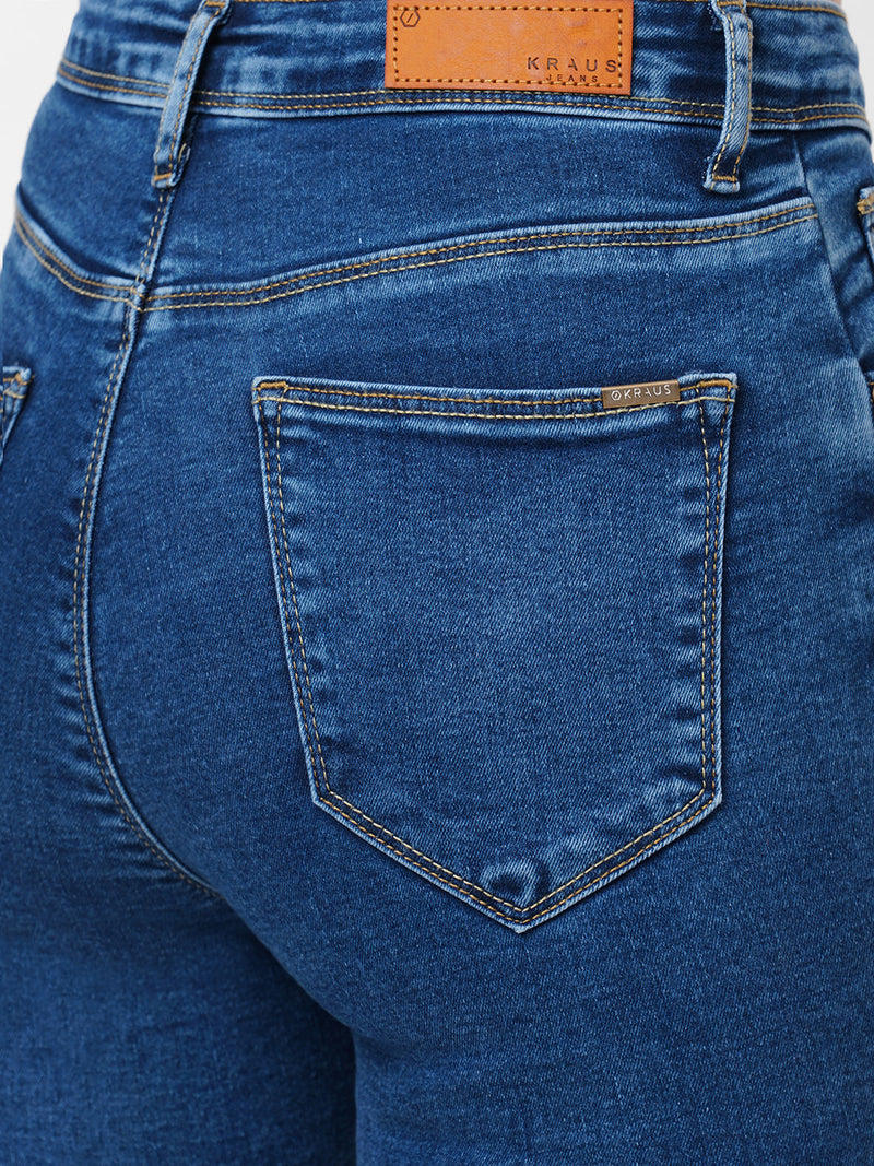 K4014 High-Rise Skinny Ripped Jeans - Blue