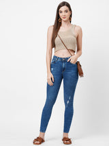 K4014 High-Rise Skinny Ripped Jeans - Blue