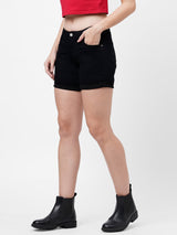 K4041 High-Rise Slim Shorts - Black