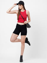 K4041 High-Rise Slim Shorts - Black