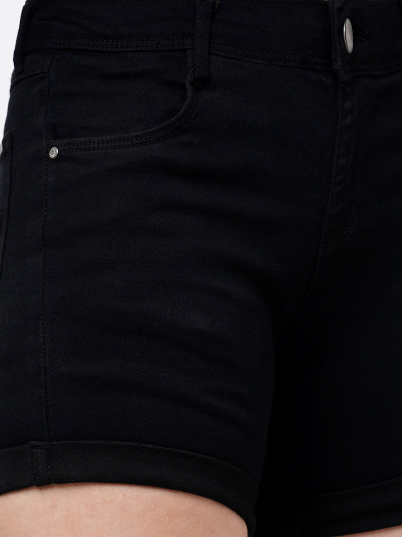 K4041 High-Rise Slim Shorts - Black